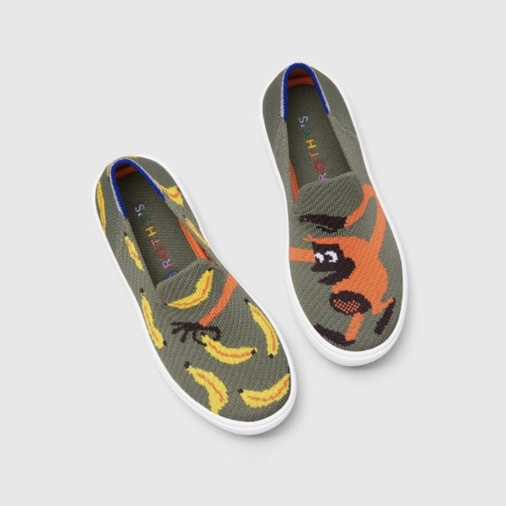Rothy's The Kids Sneakers Snack Attack Banana Monkey Slip On Shoes